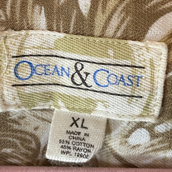 OCEAN & COAST Men's Beige & Ivory‎ Hawaiian Shirt, XL - Picture 5 of 7